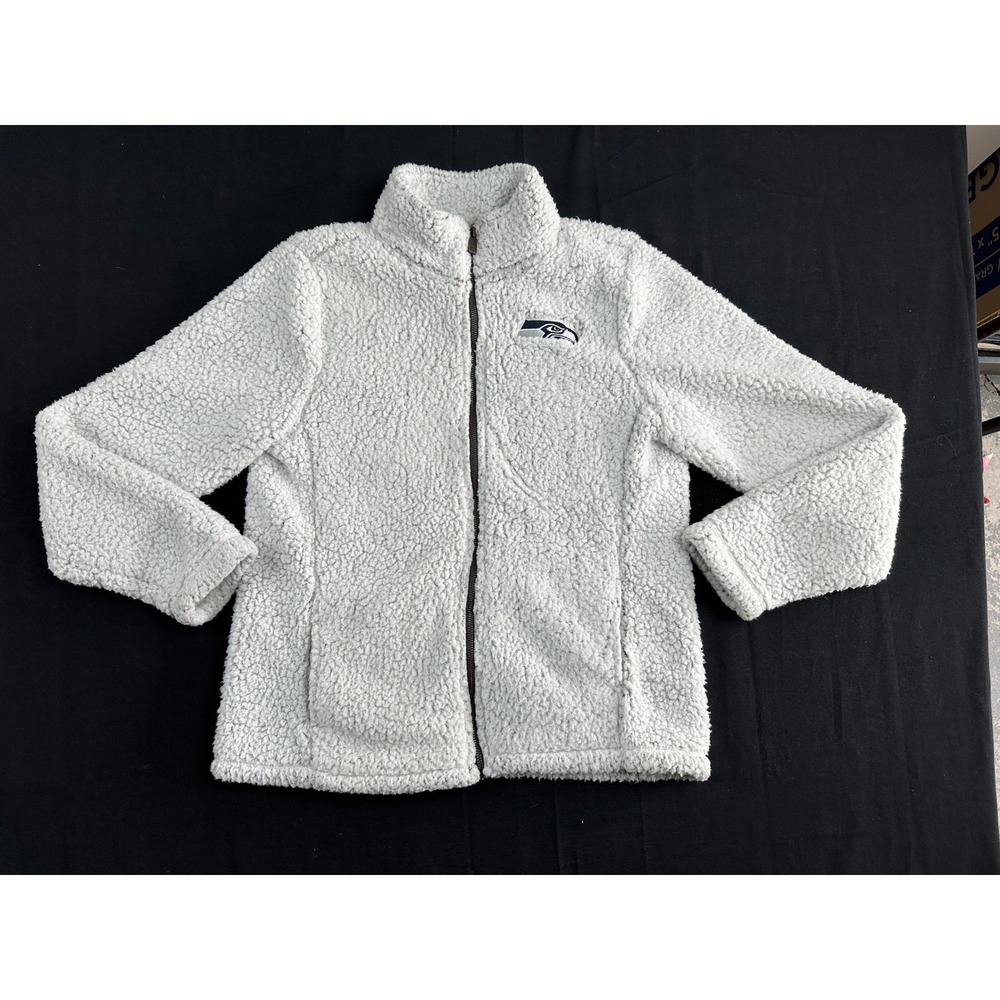NFL Juniors Seattle Seahawks Sherpa Fleece Jacket Gray Full Zip Large 11/13